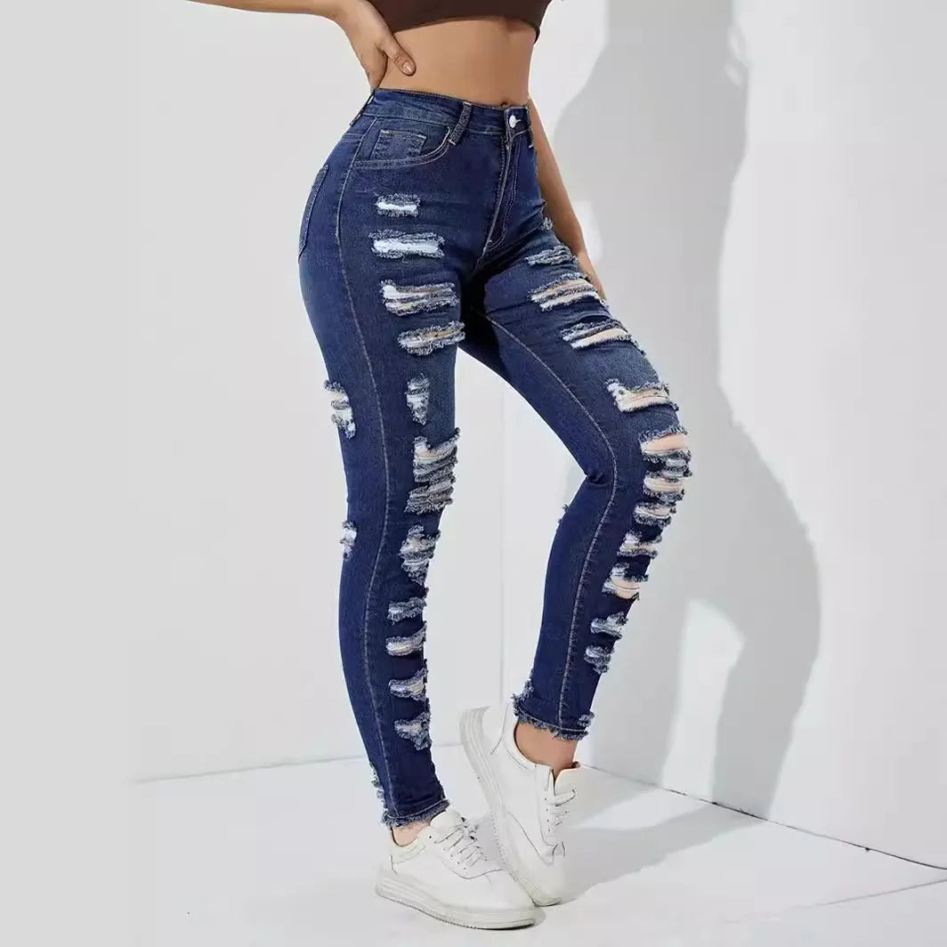 Kalenmos Y2K Time-Traveler Jeans: High-Waist Spliced Mom Jeans for Women – Elegant Pencil Pants That Make Basic Denim Cry in the Fitting Room - Premium  from Lizard Vigilante - Just $33.88! Shop now at Lizard Vigilante