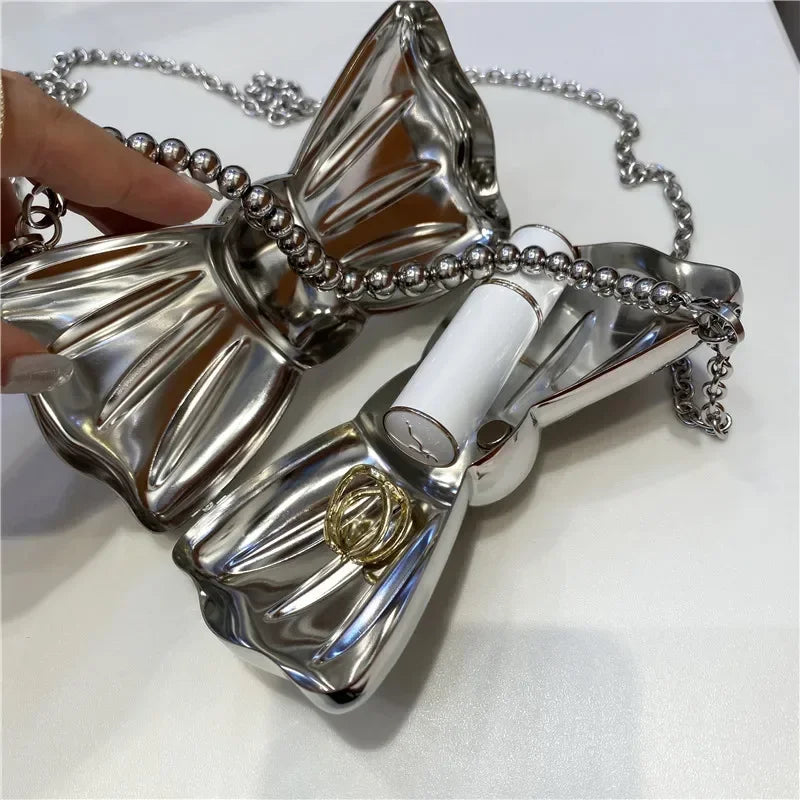 2024 Fashion Female Mini Bag – Cute Bow Design Silver Headphone Lipstick Clutch - Premium mini bag from Lizard Vigilante - Just $48.88! Shop now at Lizard Vigilante