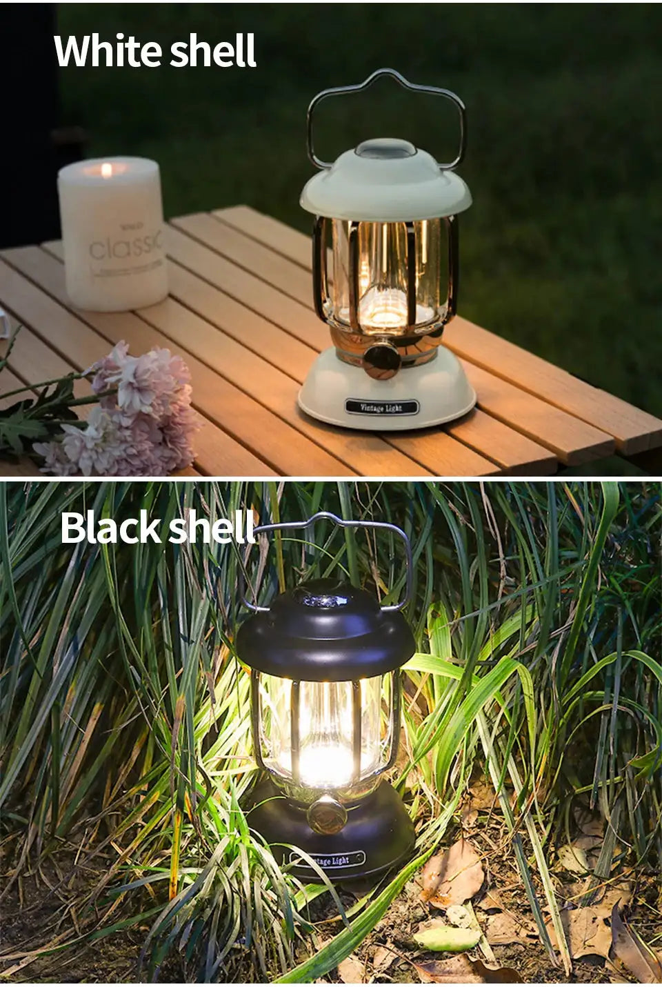 Outdoor Camping Lantern Portable USB Rechargeable Lamp Retro LED Light For Emergency Fishing Hiking Tent Nightlight Waterproof