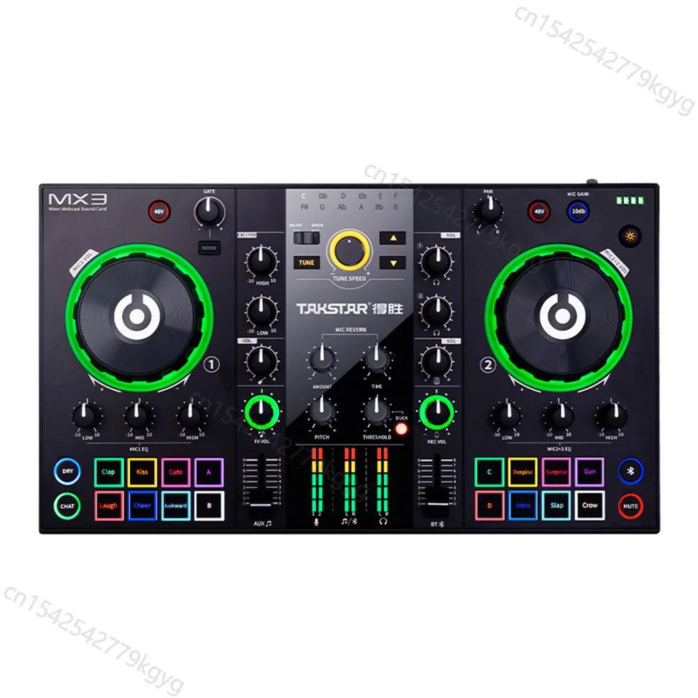 Takstar MX3 Mixer Webcast Sound Card Mixing Console Podcast Studio For Karaoke Webcast Recording Live Streaming Guitar Keys PC - Lizard Vigilante