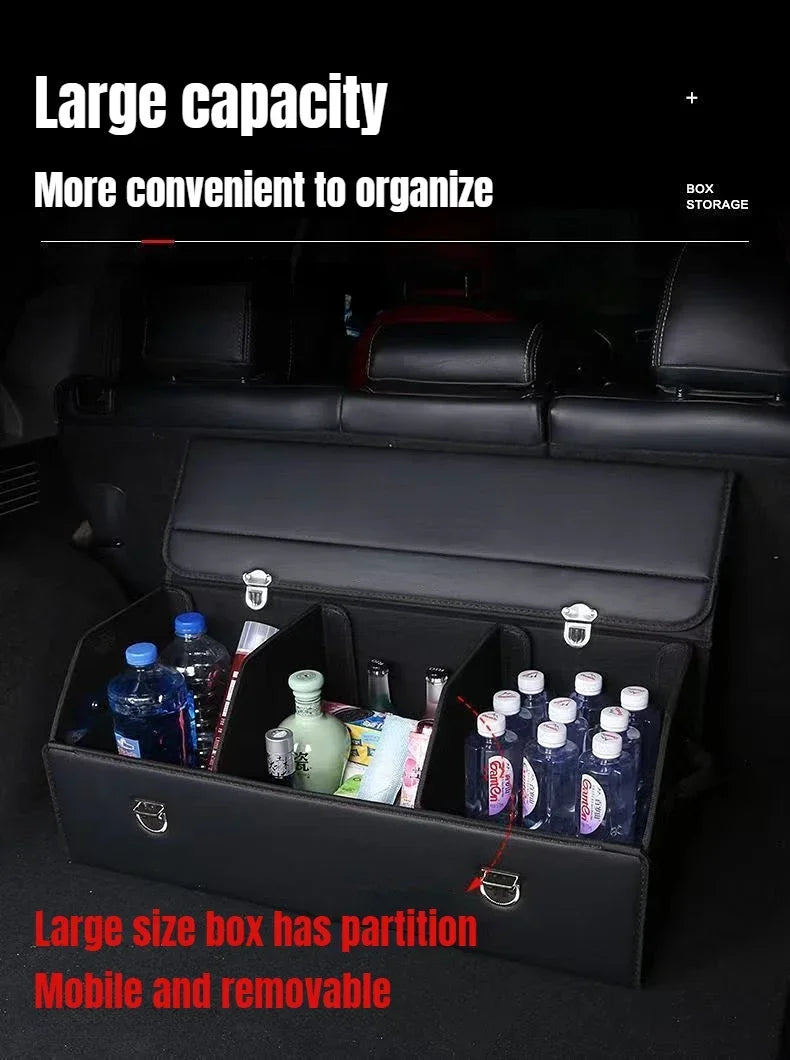 Car Trunk Organizer Organizers And Storage Suv Faux Leather Foldable Trunk Multi-Compartment Adjustable Auto Grocery Storage Box - Premium  from Lizard Vigilante - Just $11.99! Shop now at Lizard Vigilante