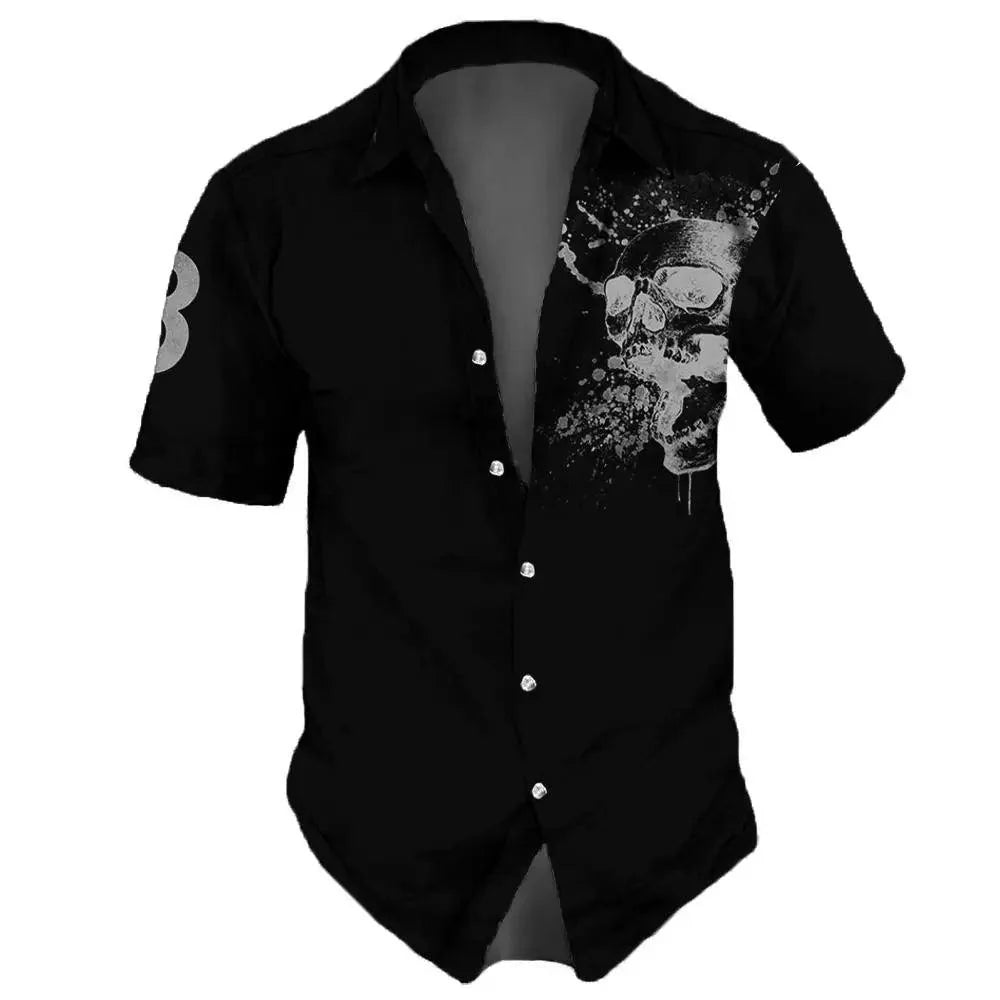 Lizard Vigilante's Vintage Skulls Men's Hawaiian Shirt - Casual Short Sleeve Streetwear for Males - Premium hawaiian shirt from Lizard Vigilante - Just $26.66! Shop now at Lizard Vigilante