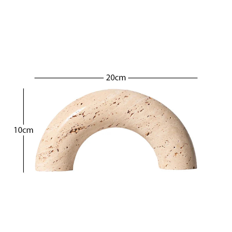 Travertine Sculptures and Figurines Archway Shape Statue for Shelf Coffee Table TV Cabinet Bookshelf Living Room Home Decoration