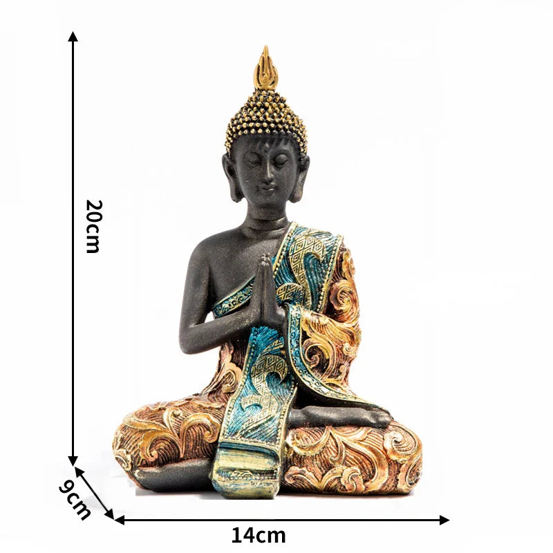 Large Buddha Statue Thailand Buda Buddha Sculpture Green Resin Handmade Buddhism Hindu Fengshui Figurine Meditation Home Decor