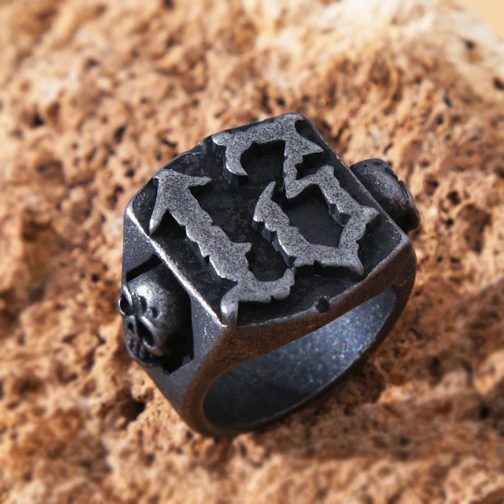 Punk Hip Hop Men's Lucky Number 13 Ring - Retro Black Stainless Steel Gothic Skull Biker Jewelry - Premium ring from Lizard Vigilante - Just $19.99! Shop now at Lizard Vigilante