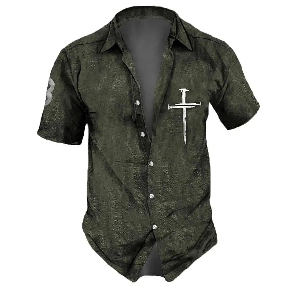 Vintage Skulls Men's Hawaiian Shirt - Casual Short Sleeve Streetwear for Males - Premium hawaiian shirt from Lizard Vigilante - Just $26.66! Shop now at Lizard Vigilante