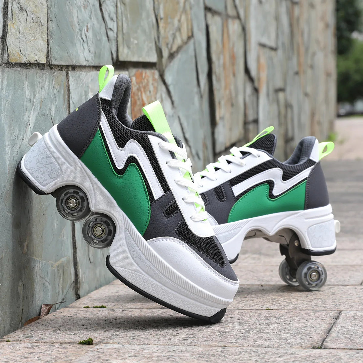 Kids Four-Wheel Roller Skate Shoes Casual Deformation Parkour Sneakers Skates Adult Stage personalized Sport Roller Skate Shoes - Premium  from Lizard Vigilante - Just $128.99! Shop now at Lizard Vigilante