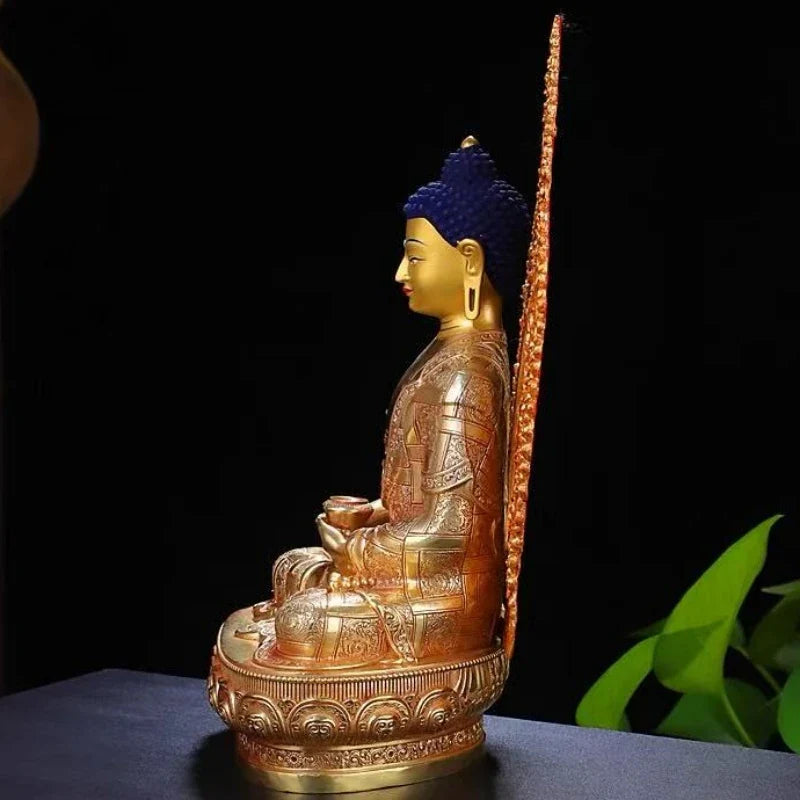 Amitabha Buddha Statue Buddhist Item,Backlight Brass Exquisite Nepal Tantric Altars Home Decorative Amitabha Buddha Figurine