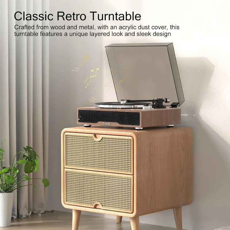 Hi-Fi Stereo Turntable Vinyl Record Player, Bluetooth Input/Output, Belt Drive, 2-Speed with Adjustable - Premium  from Lizard Vigilante - Just $406.99! Shop now at Lizard Vigilante