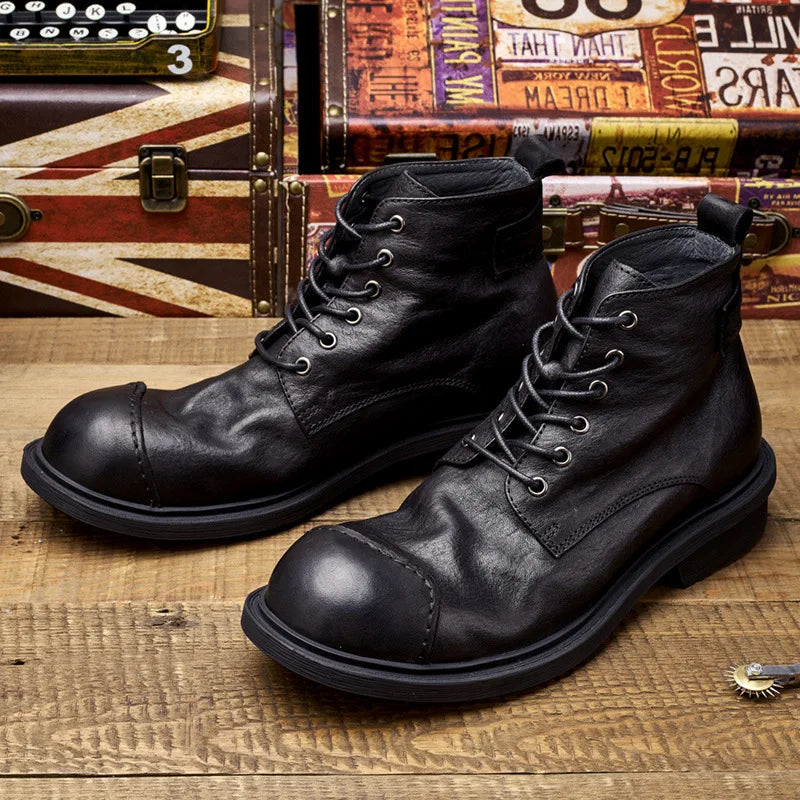 Vintage Business Men's Boots – Luxury Genuine Cow Leather - Premium boots from Lizard Vigilante - Just $128.88! Shop now at Lizard Vigilante