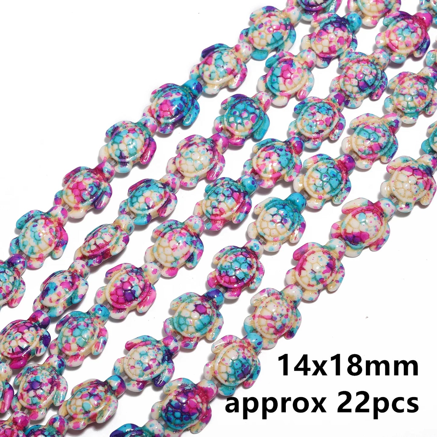 14x18mm 22pcs Sea Turtle Random Color Mix Natural Turquoise Stone Beads Bead for Jewelry Making DIY Ocean Series Bracelet