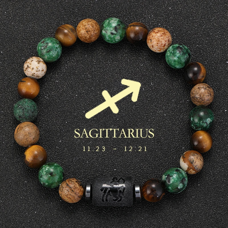 Zodiac Signs Natural Stone Bracelets Taurus Cancer Virgo Pisces Bracelets Ladies Men Couples Friendship Jewelry Gift Bracelet - Premium bracelet from Lizard Vigilante - Just $22.99! Shop now at Lizard Vigilante