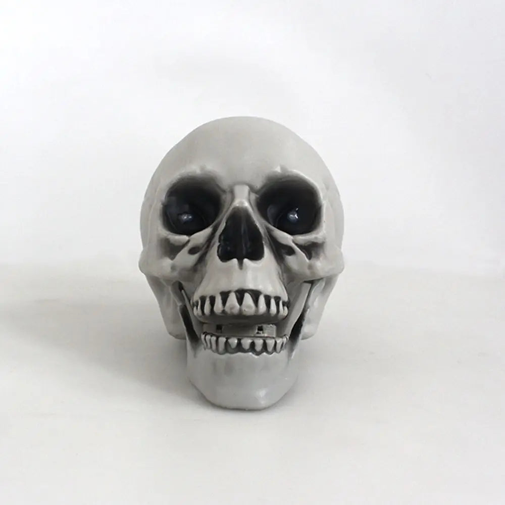Skeleton Skull Decor Halloween Resin Skull Statues with Red Led Lights Human Skull Sculpture Bone Prop Horror House Party