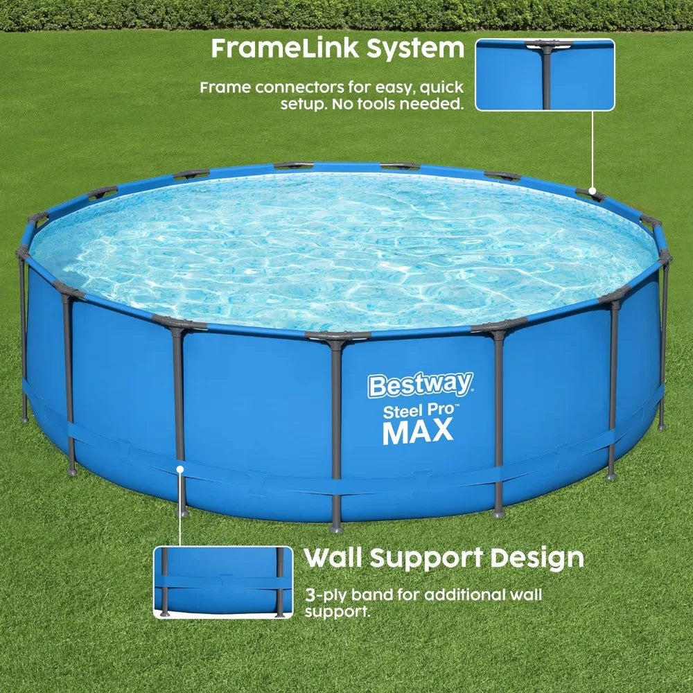 15' x 48" Above Ground Swimming Pool | Durable Steel Frame Pool - Premium swimming pool from Lizard Vigilante - Just $498.88! Shop now at Lizard Vigilante