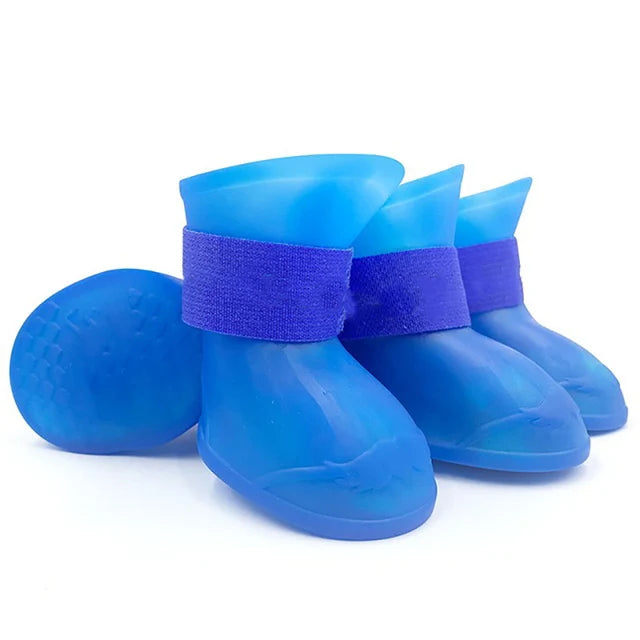 4Pcs Waterproof Anti-Slip Rubber Boots for Dogs & Cats - Pet Rain Shoes for Small, Medium, and Large Pets - Premium pet boots from Lizard Vigilante - Just $15.99! Shop now at Lizard Vigilante