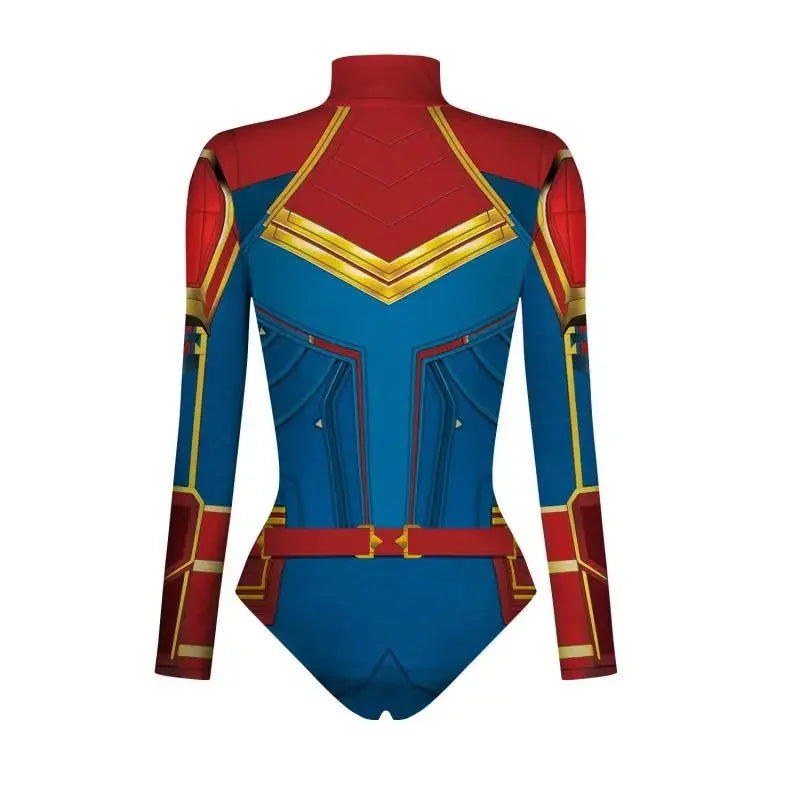 Spider Hero Captain 3D Print Long Sleeve Swim Bodysuit — Unisex Cosplay Jumpsuit For Beach, Pool, Halloween & Carnival