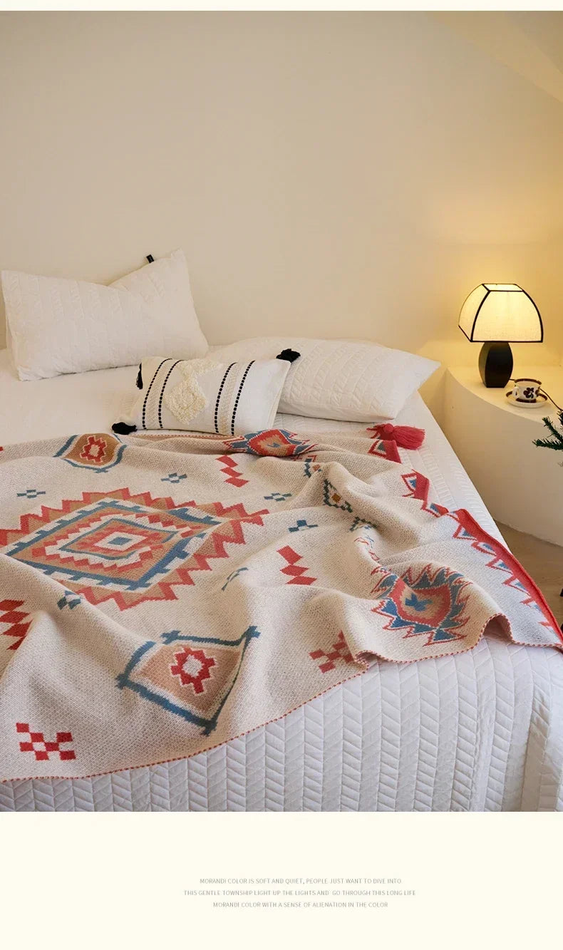 Bohemian Blanket Soft Sofa Cover Summer Blanket Office Nap Blankets Air Conditioning Blankets Knit Blanket For Travel