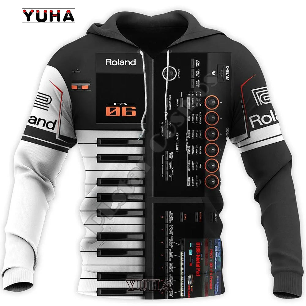 3D Musical Instrument Hoodie | Piano, Guitar, Trumpet & Violin Art Sweatshirt for Men & Women | Fun, Vibrant, & Casual Wear - Premium Long-sleeve hoodie t-shirt from Lizard Vigilante - Just $39.99! Shop now at Lizard Vigilante