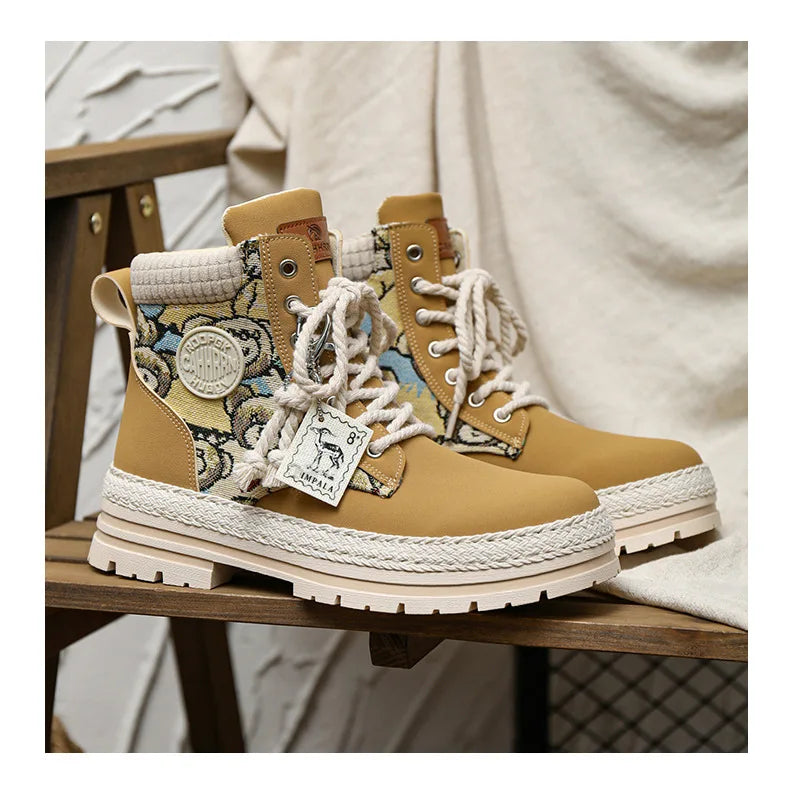 "Riot Fuel" Men's Street Platform Combat Boots – 2025 Limited Ankle-Lace Designer Desert Kickers for Cold-War Winters - Premium boots from dsers - Just $32.99! Shop now at Lizard Vigilante