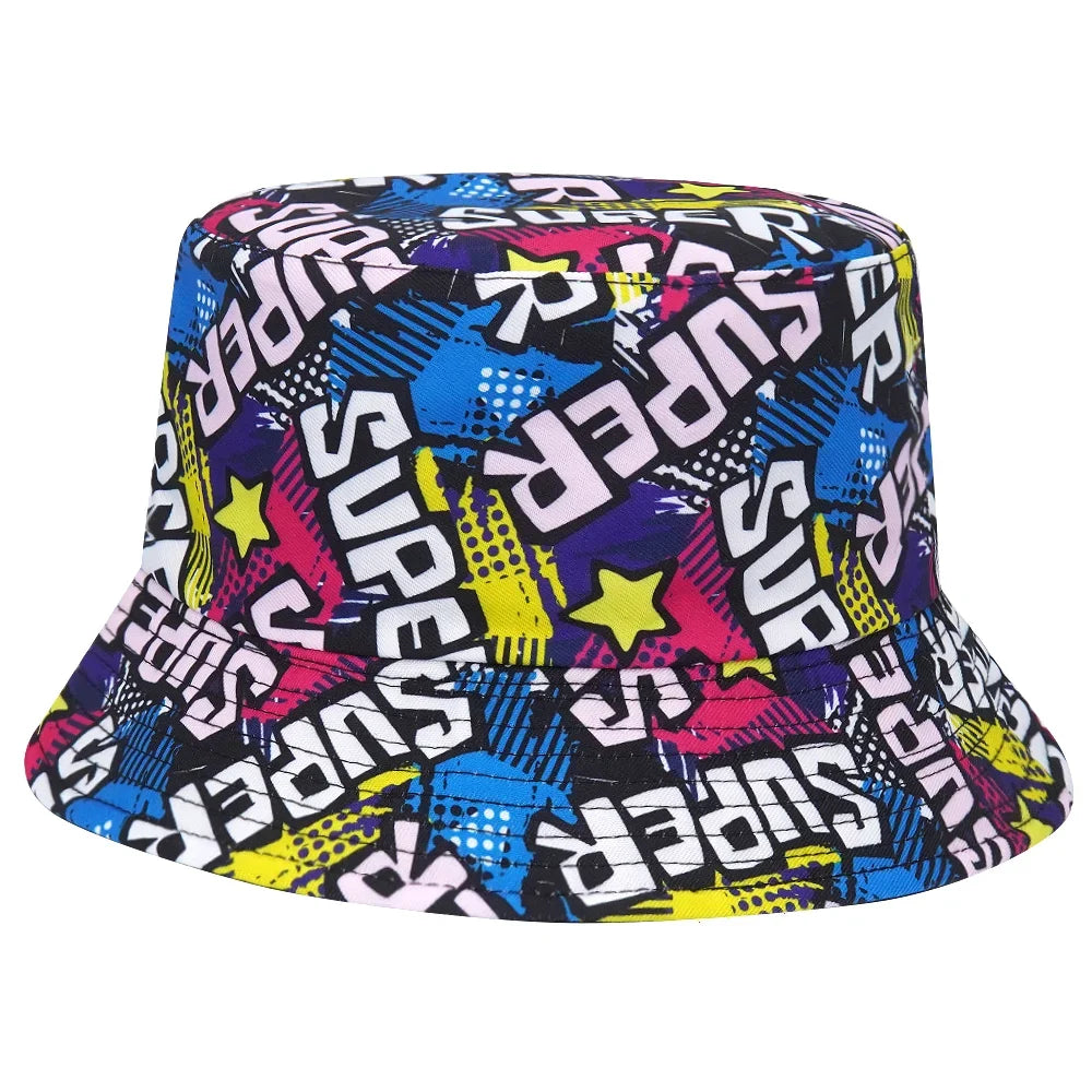 Summer Sun Protection Bucket Hat for Men Women Panama Cap Print Hip Hop Gorros Fishing Fisherman Hat Double Side Wear Fashion - Premium T-Shirts from Lizard Vigilante - Just $7.99! Shop now at Lizard Vigilante