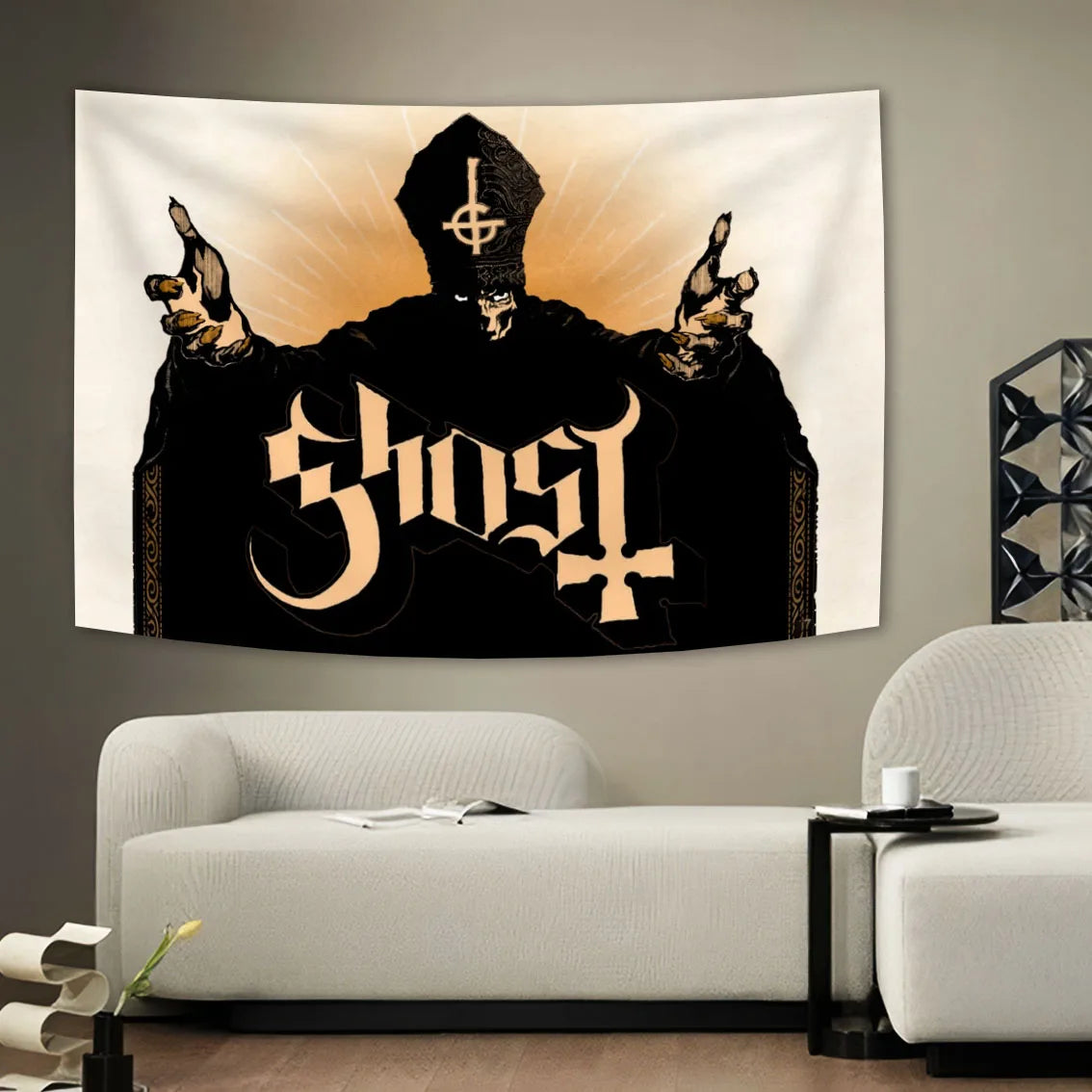 Ghost Tapestry - Underground Metal Pop Singer Rock Banner Flags, 100% Polyester Wall Hanging - Premium tapestry from Lizard Vigilante - Just $11.99! Shop now at Lizard Vigilante