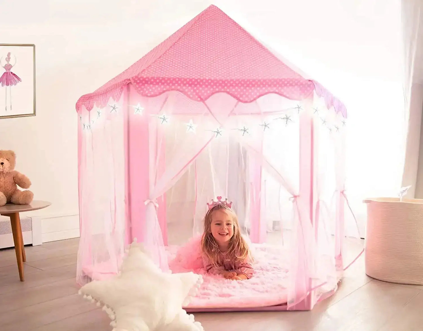 Portable Kids Toy Tipi Tent Princess Pink Girl Castle Play House Children Small House Folding Playtent Party Castle Child Room