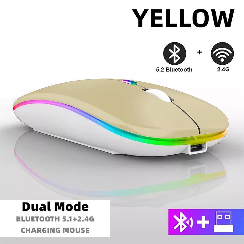 Rechargeable Bluetooth Wireless Mouse with 2.4GHz USB RGB 1600DPI Mouse for Computer Laptop Tablet PC Macbook Gaming Mouse Gamer - Lizard Vigilante