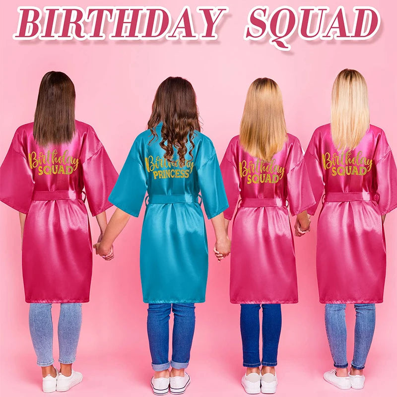 6/10/12 Set Birthday Squad Robes Spa Party for Girls Kimono Satin Spa Robes Child Party Favors for Kids Birthday Hot Pink Party - Premium  from Lizard Vigilante - Just $111.99! Shop now at Lizard Vigilante