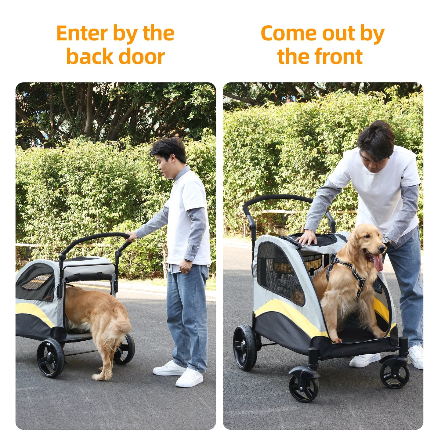 Large Dog Stroller 4 Wheel Pet Trolley Carrier Foldable for 2 Dogs up to 121 lbs - Premium  from Lizard Vigilante - Just $203.99! Shop now at Lizard Vigilante