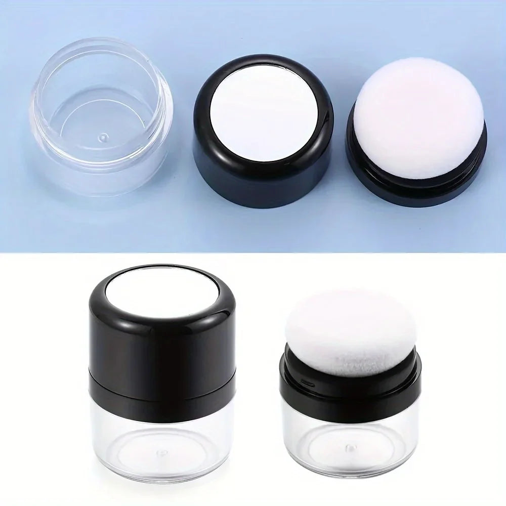Travel-Friendly Loose Powder Case with Mushroom Sponge Puff & Mirror - Compact, Fragrance-Free Cosmetic Foundation Box