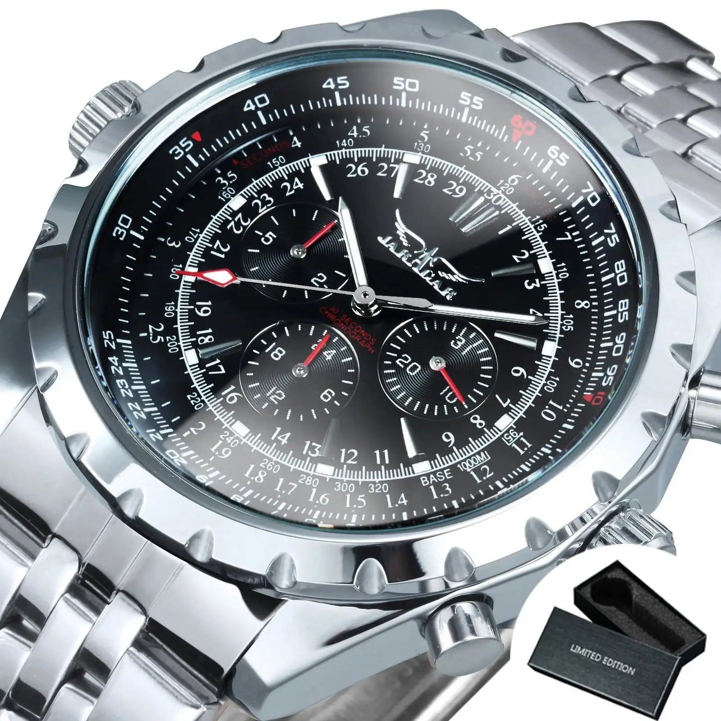 Jaragar Automatic Watch for Men Military Multifunction 3 Sub-Dials Sports Mechanical Watches Top Brand Luxury Leather Steel Band