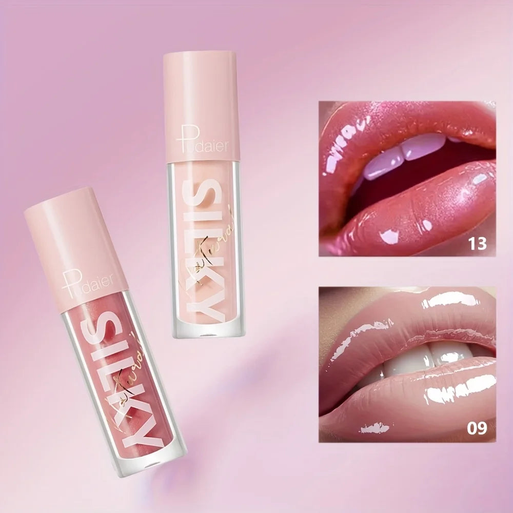 Silky Lip Gloss-Waterproof, Long-Lasting Moisturizing Liquid Lipstick with Mirror Finish, Non-Sticky, Full Shine, Fade-Resistant