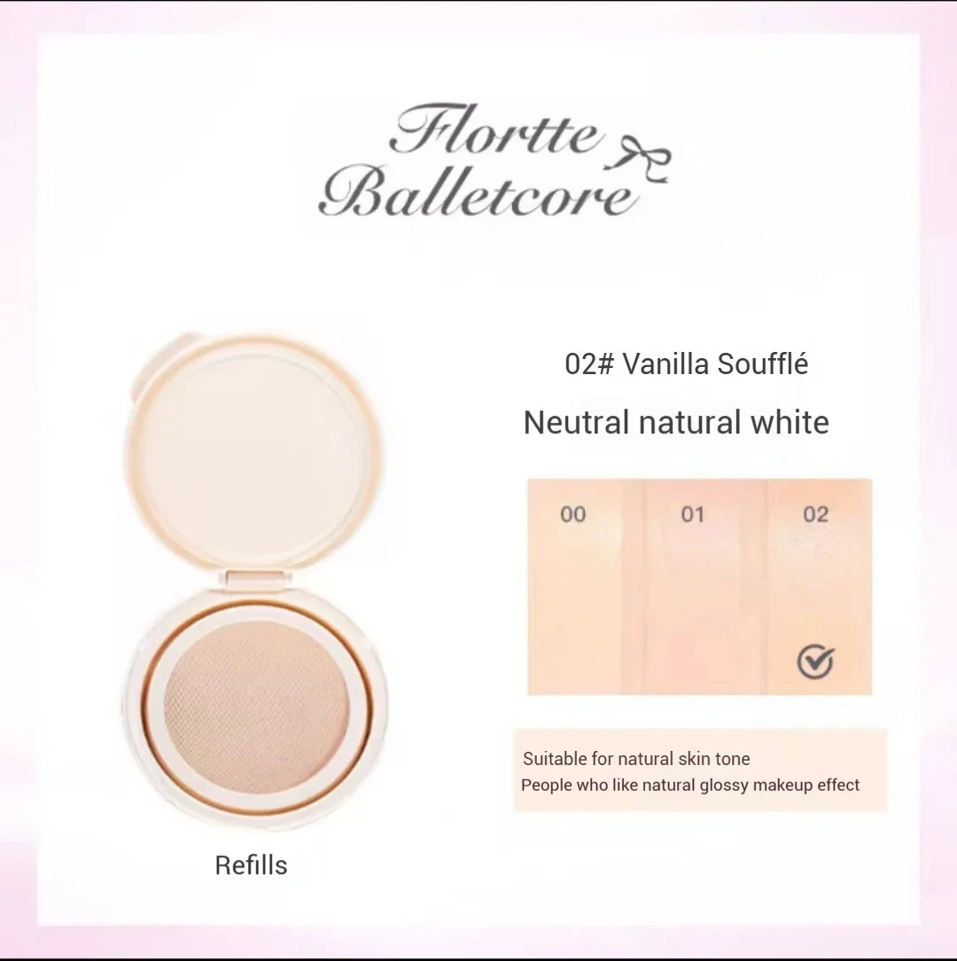 FLORTTE Air Cushion Concealer Coverage Moisturizing Long-Lasting Foundation Base Makeup Cream for Dry Skin Oil Control