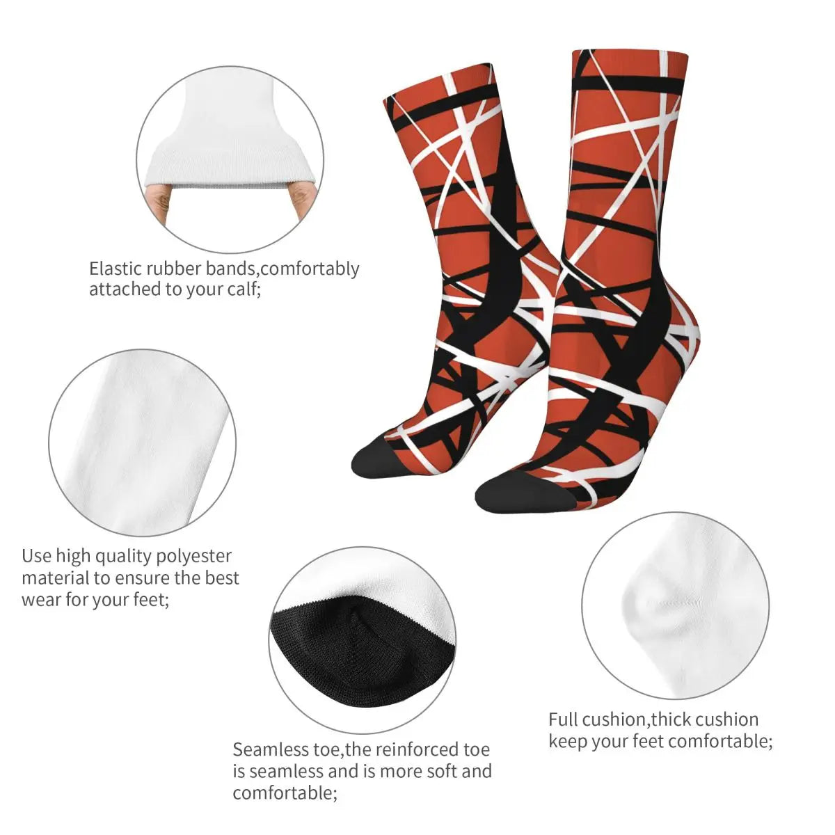 Eddie Van Halen Stripe Socks That Will Make You Feel Like a Guitar God - Premium socks from Lizard Vigilante - Just $19.84! Shop now at Lizard Vigilante