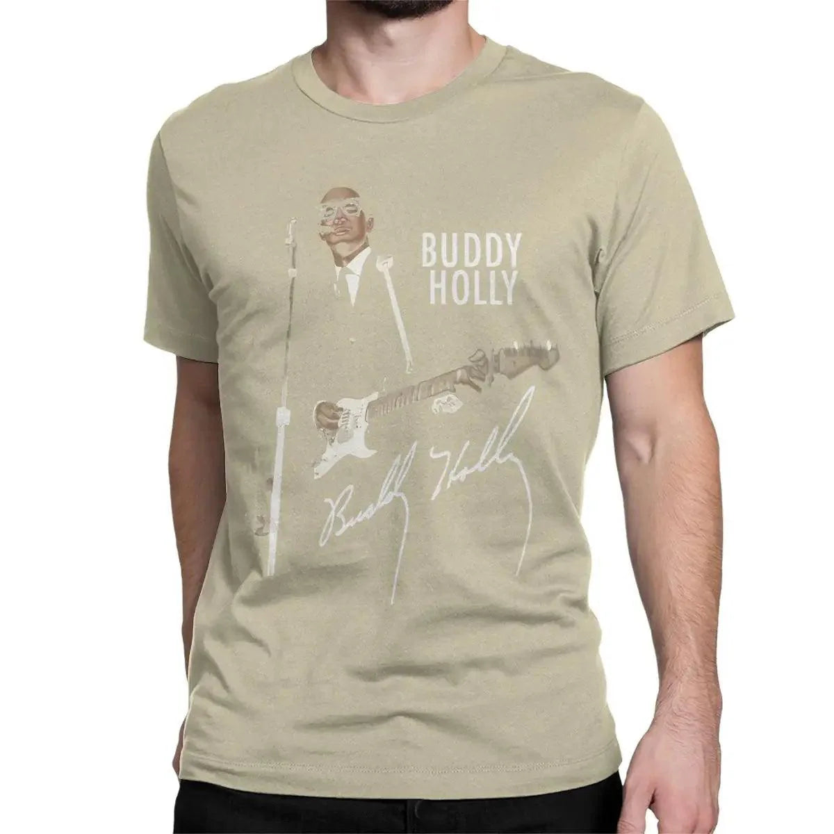 Buddy Holly Rocker Men Women T Shirts Rock Leisure Tee Shirt Short Sleeve Round Collar T-Shirts 100% Cotton Gift Idea Clothes - Premium T-Shirt from Lizard Vigilante - Just $27.05! Shop now at Lizard Vigilante