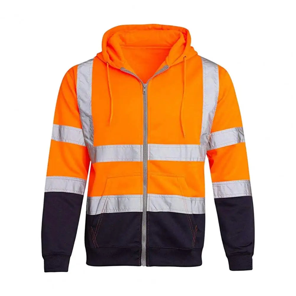 Reflective Long Sleeve Hoodie Winter Safety Coat