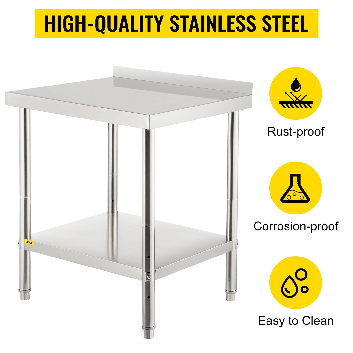 VEVOR Stainless Steel Command Table | 440lbs Load Titan with Backsplash & Undershelf – Your Prep Zone of Glory - Premium table from Lizard Vigilante - Just $181.99! Shop now at Lizard Vigilante