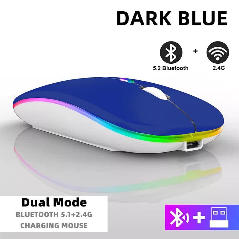 Rechargeable Bluetooth Wireless Mouse with 2.4GHz USB RGB 1600DPI Mouse for Computer Laptop Tablet PC Macbook Gaming Mouse Gamer - Lizard Vigilante