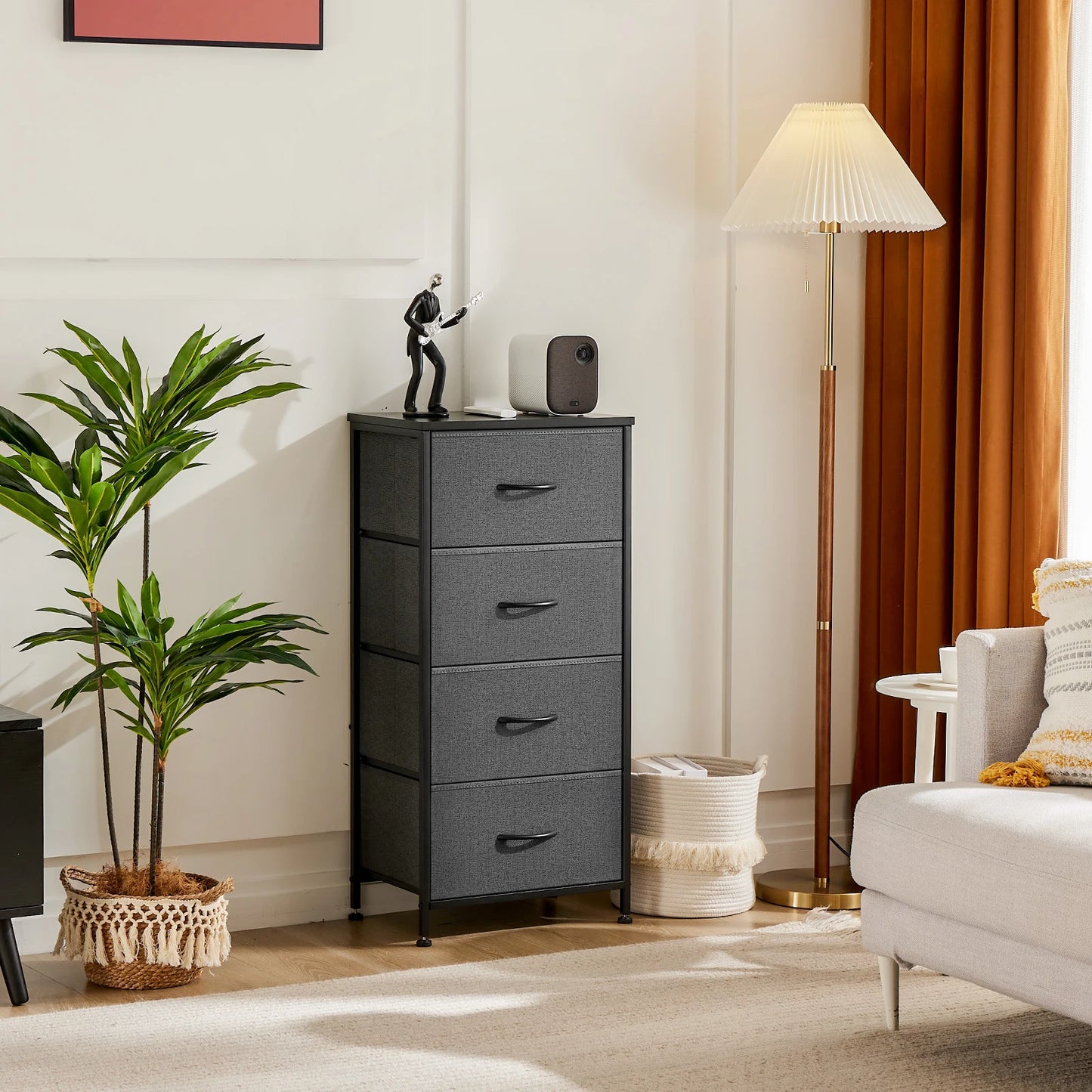 JHK Modern Minimalist Dresser with 4 Fabric Drawers – Stylish Steel Frame Storage Cabinet for Bedroom - Premium cabinet from Lizard Vigilante - Just $58.88! Shop now at Lizard Vigilante