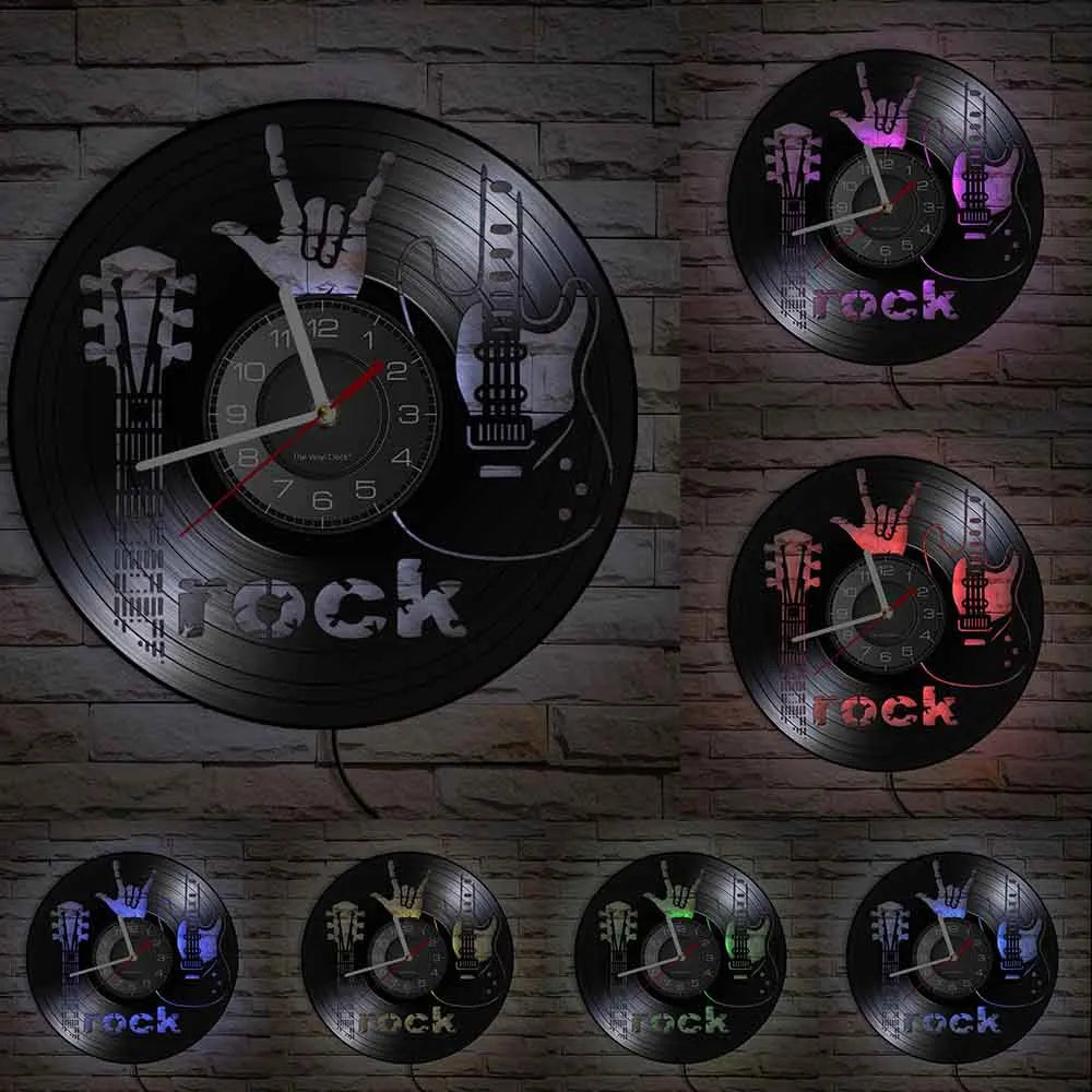 Guitar Player Vinyl Record Wall Clock: The Rock Music Instrument Wall Art for Your Living Room