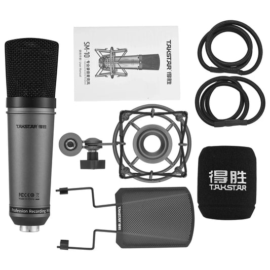 TAKSTAR SM-10 Pro Studio Microphone: Gold-Plated Diaphragm, Unidirectional Precision, Shock Mount, and Phantom Power - Premium Microphone from Lizard Vigilante - Just $188.99! Shop now at Lizard Vigilante