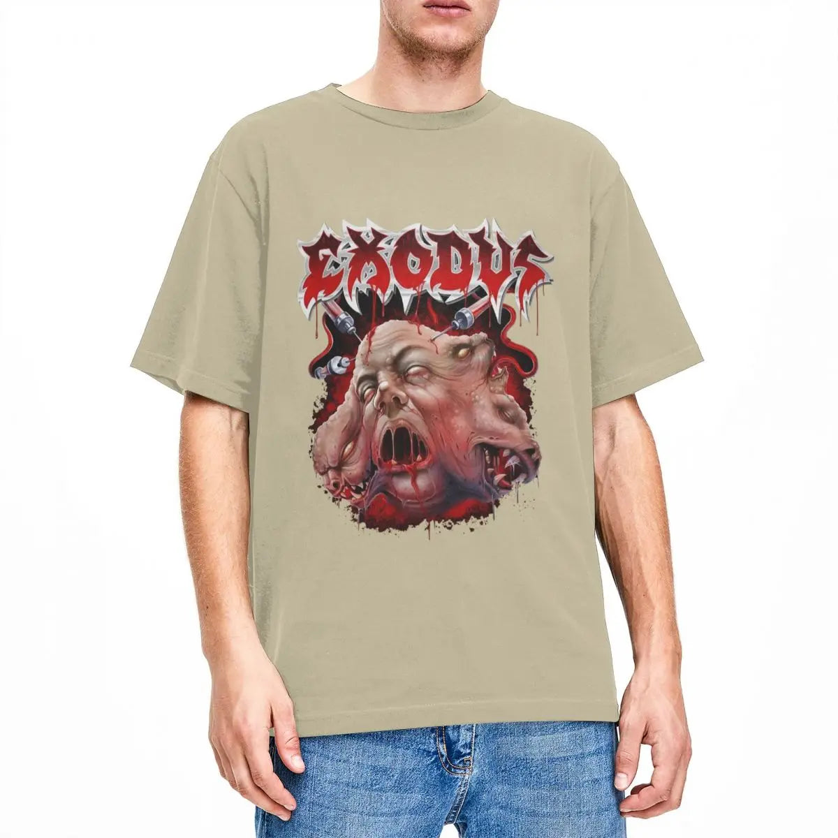 Y2K Music Group Exodus Short-Sleeve Casual Crew Neck Cotton Tee for Men | Plus Size Summer Tops - Premium tshirt from Lizard Vigilante - Just $24.88! Shop now at Lizard Vigilante