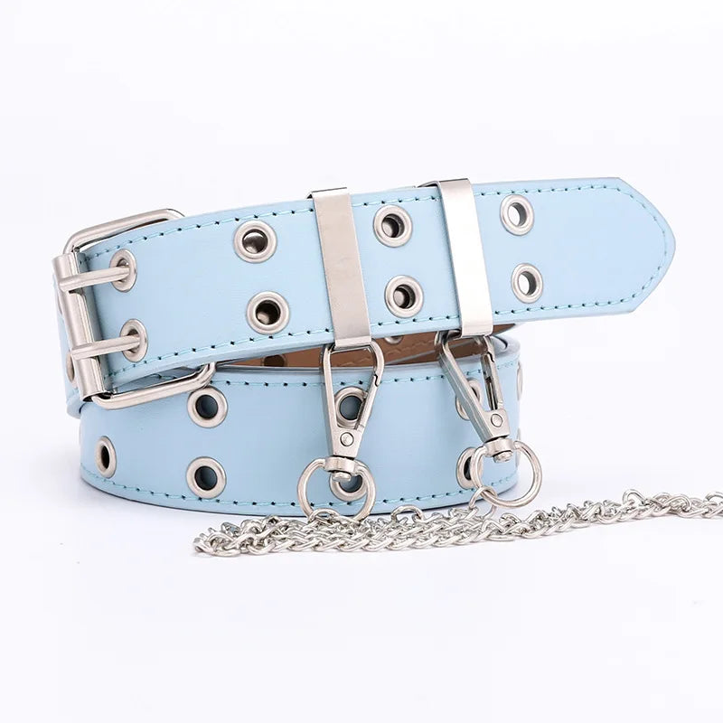 Women's Punk Chain Belt - Alloy Buckle, PU Leather - Premium belt from Lizard Vigilante - Just $18.99! Shop now at Lizard Vigilante