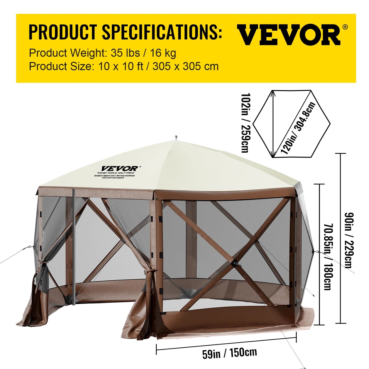 ⚡ VEVOR PIT LORD POP-UP GAZEBO | 6-Sided Heavy Metal Sun Shelter for the Wild ⚡