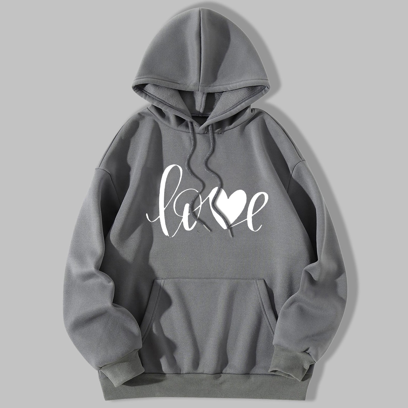 LOVE Unisex Print Long Sleeve Round Neck Hooded Sweatshirt - Premium sweatshirt from Lizard Vigilante - Just $38.88! Shop now at Lizard Vigilante