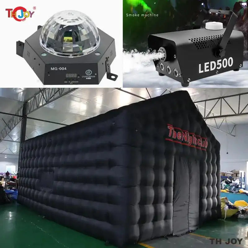 7x5m Disco Light N Fog Machine Black Cube Blow Up Bar Tent Inflatable Nightclub Portable Inflatable Party Tent Free Air Shipping