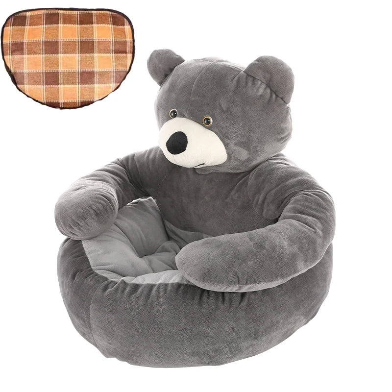 Super Soft Dog Bed Cute Winter Warm Bear Hug Cat Sleeping Mat Semi-closed Puppy Kitten Plush Nest Cushion Dog Sofa Pet Supplies - Lizard Vigilante