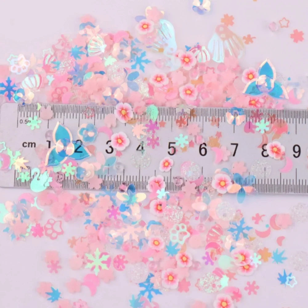 Luminous Nail Glitter Sequin Polymer Clay Mixed Flower Gillter Sequin Fluorescent Flake Glow In The Nail Art Manicure Decor