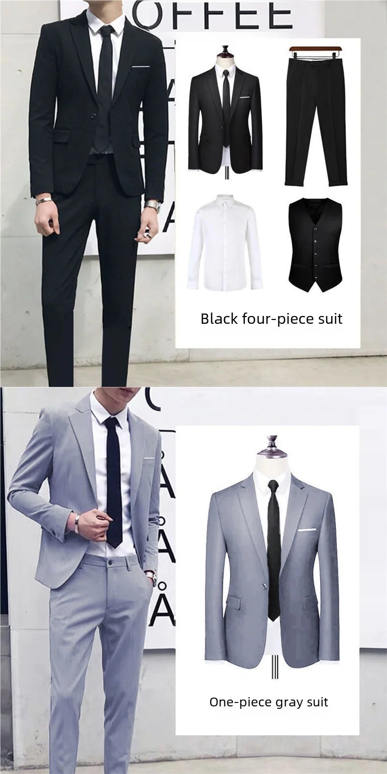 Men's Three-piece Suit Casual Slim Fit Western-style Business Attire Korean Version Youth Student Style Smooth Sihouette - Premium  from Lizard Vigilante - Just $37.99! Shop now at Lizard Vigilante