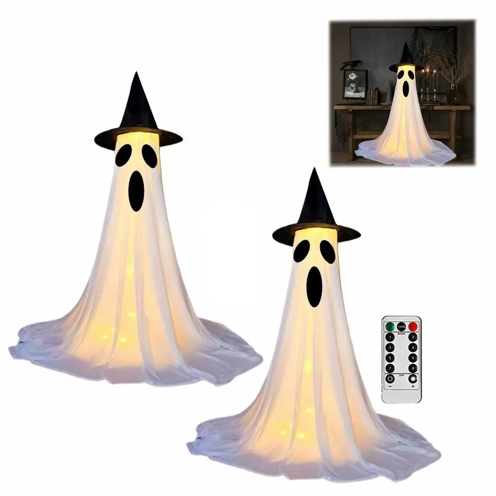 Lighted Spooky Ghost Decor Scary Standing Ghost with LED String Lights Home Porch Garden Yard Lawn Party Halloween Decorations